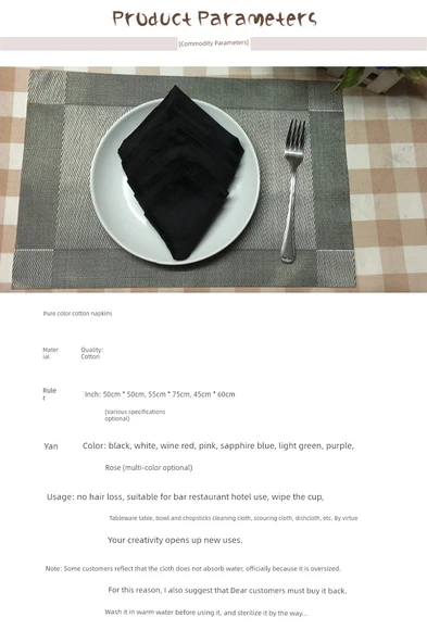 Kraliyet Mavisi Pamuklu Peçete - 8'li Paket - 50x50cm - Resim 7