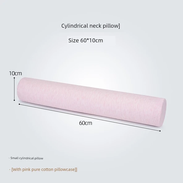 Lateks Silindir Yastık 60x10 cm - Pembe Yastık Kılıflı