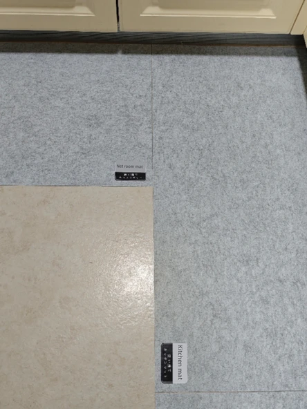 Kendinden Yapışkanlı Mutfak Zemin Matı - 100x50 cm - Açık Gri 2 Adet (İthal Yapıştırıcı) - 5