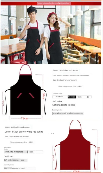 Tam Boy Mutfak Önlüğü - Kahve Beyaz Kuşaklı - Resim 9