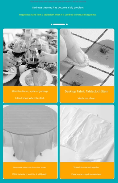 Lastikli Kenarlı Tek Kullanımlık Masa Örtüsü - 10'lu Paket - 1.3m Yuvarlak veya 1.9m Kare Masa - Resim 9