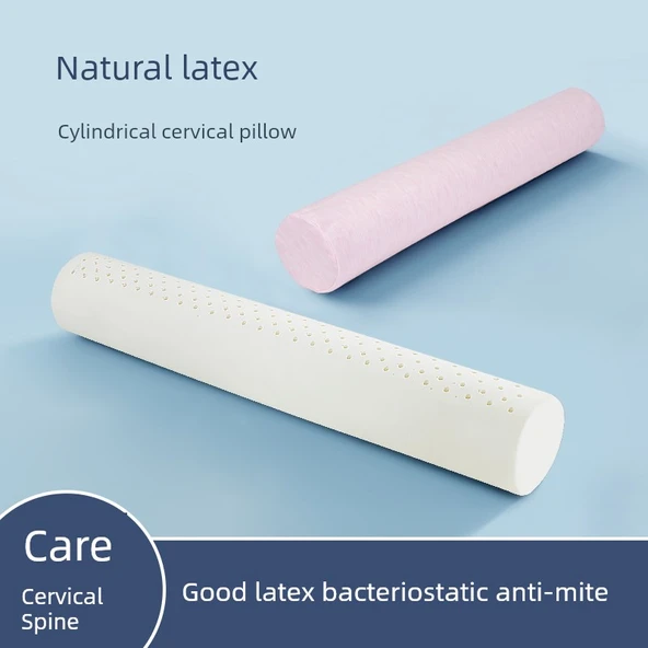 Lateks Silindir Yastık 60x10 cm - Pembe Yastık Kılıflı - 2