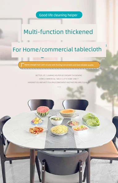 Lastikli Kenarlı Tek Kullanımlık Masa Örtüsü - 10'lu Paket - 1.3m Yuvarlak veya 1.9m Kare Masa - Resim 6