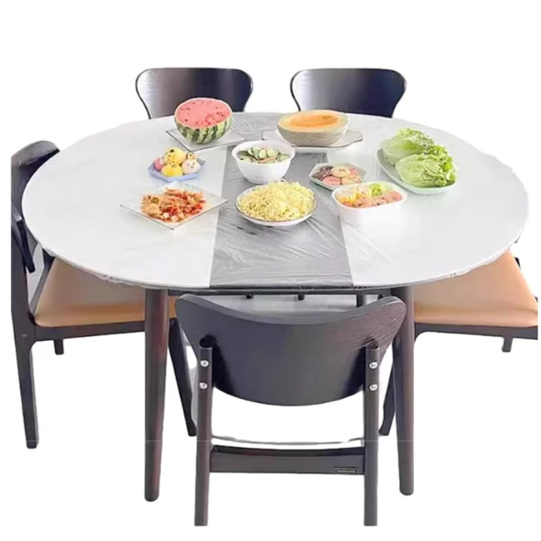 Lastikli Kenarlı Tek Kullanımlık Masa Örtüsü - 10'lu Paket - 1.3m Yuvarlak veya 1.9m Kare Masa - Resim 5
