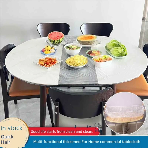 Lastikli Kenarlı Tek Kullanımlık Masa Örtüsü - 10'lu Paket - 1.3m Yuvarlak veya 1.9m Kare Masa - Resim 4