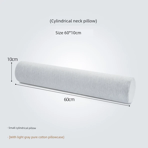 Lateks Silindir Yastık 60x10 cm - Açık Gri Yastık Kılıflı