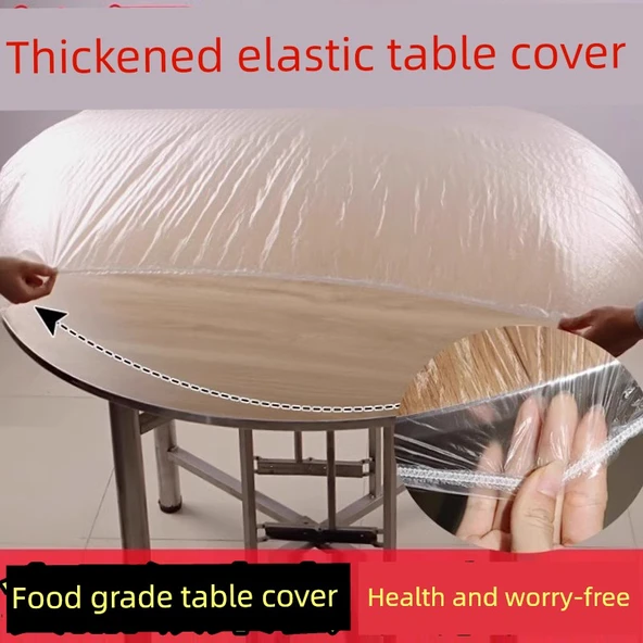 Lastikli Kenarlı Tek Kullanımlık Masa Örtüsü - 10'lu Paket - 1.3m Yuvarlak veya 1.9m Kare Masa - Resim 2