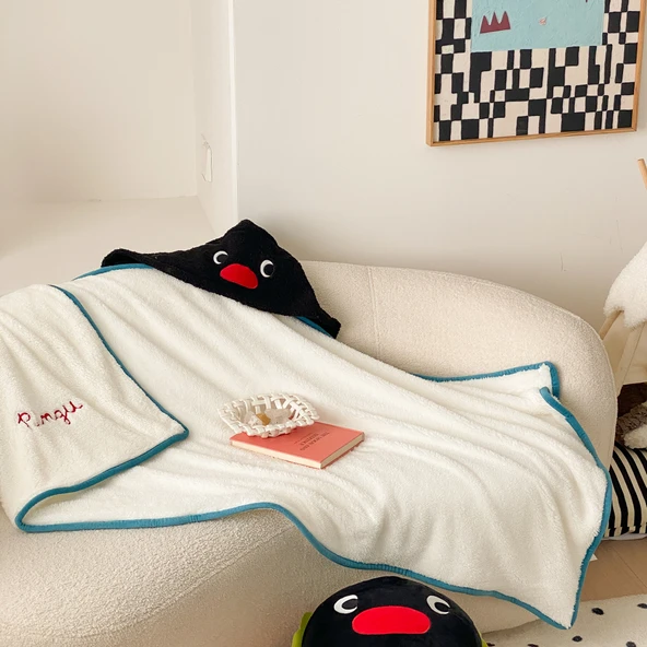 Kapüşonlu Hafif Ekose Klima Şalı - Pingu 70x160cm