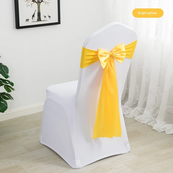 Elastik Sandalye Örtüsü Fiyonku - Parlak Sarı - (35-48cm Sırt Genişliğine Uygun)