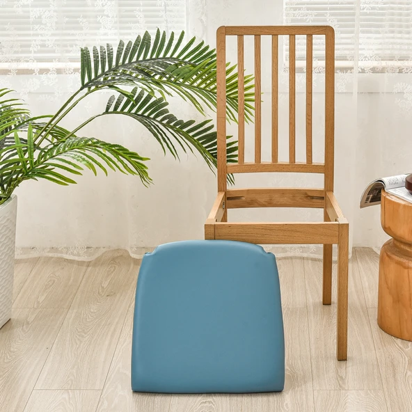 Su Geçirmez PU Deri Sandalye Kılıfı - Kahverengi - Ekstra Büyük (50-58cm) - 3