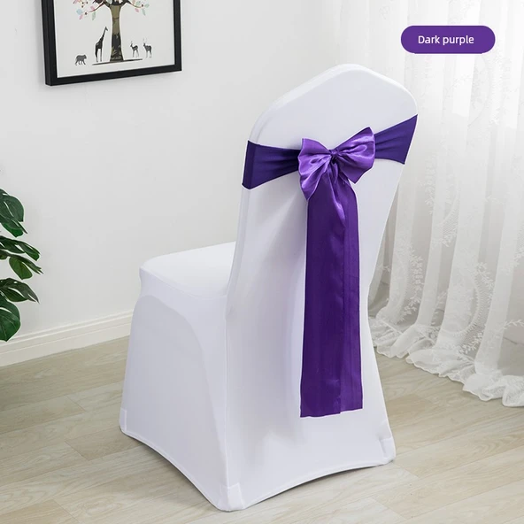 Elastik Sandalye Örtüsü Fiyonku - Koyu Mor - (35-48cm Sırt Genişliğine Uygun)