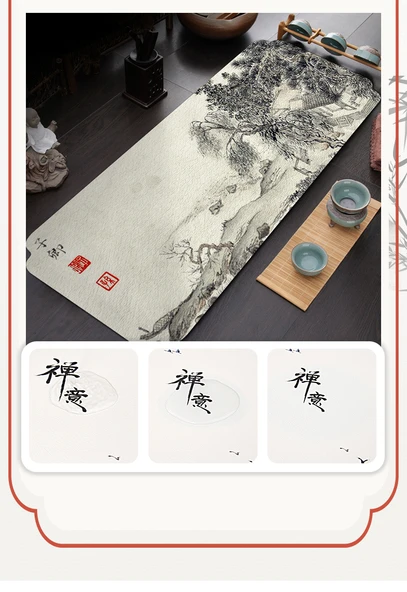 Çin Tarzı Yixing Kil Çaydanlık Altlığı - Qingming Festivali Kenarı - 60cm x 27cm - 10