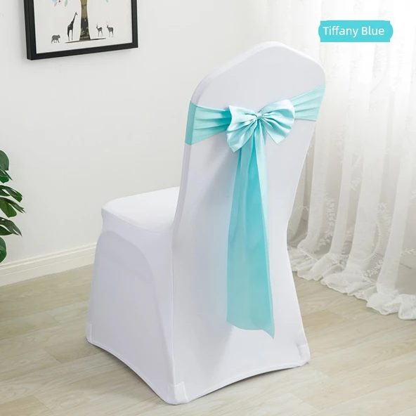 Elastik Sandalye Örtüsü Fiyonku - Tiffany Mavisi - (35-48cm Sırt Genişliğine Uygun)