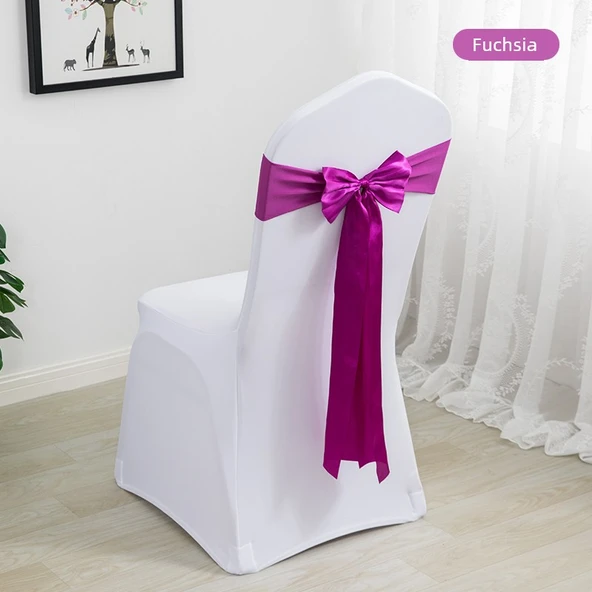 Elastik Sandalye Örtüsü Fiyonku - Fuşya - (35-48cm Sırt Genişliğine Uygun)