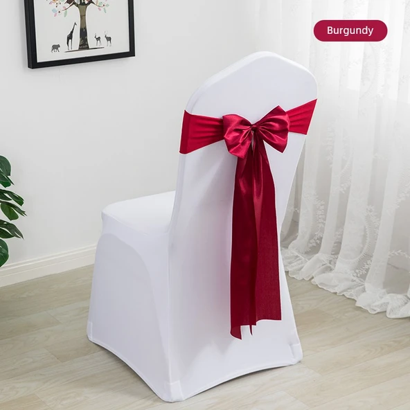Elastik Sandalye Örtüsü Fiyonku - Bordo - (35-48cm Sırt Genişliğine Uygun)