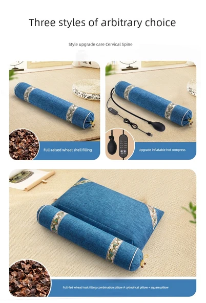 Karabuğday Kabuğu Dolgulu Boyun Yastığı - Renk Eşleşmeli Tarçın Kırmızısı (Model 2) - 10