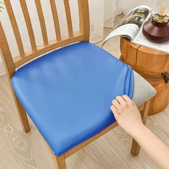 Su Geçirmez PU Deri Sandalye Kılıfı - Safir Mavi - Küçük (36-48cm)