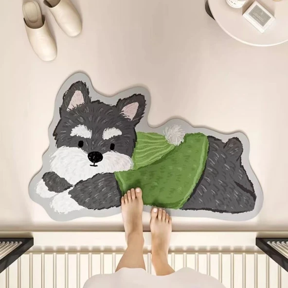 Dachshund Diatomit Çamur Paspas 60x90cm - Sevimli Rena