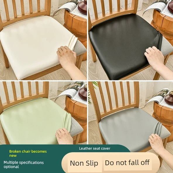 Su Geçirmez PU Deri Sandalye Kılıfı - Bej - Ekstra Büyük (50-58cm) - 2