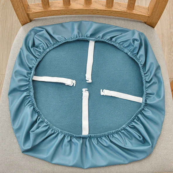 Su Geçirmez PU Deri Sandalye Kılıfı - Turuncu - Büyük (45-50cm) - 4