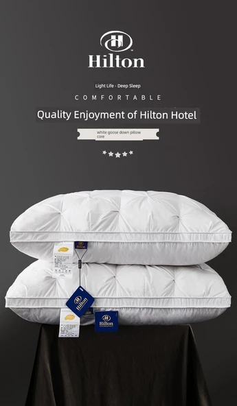 Beyaz Kaz Tüyü Yastık - Gri - Orta Yükseklik - 48x74 cm - Resim 6