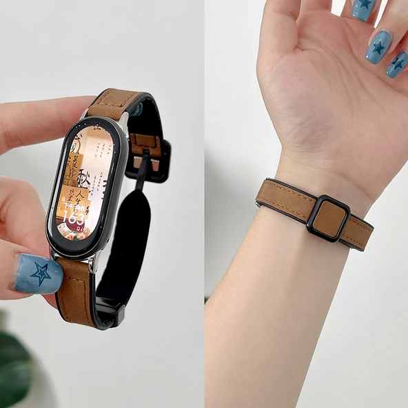 Xiaomi Bileklik 3/4/5/6 Şeffaf Kılıflı Kahverengi (Model 2) Silikon Kordon