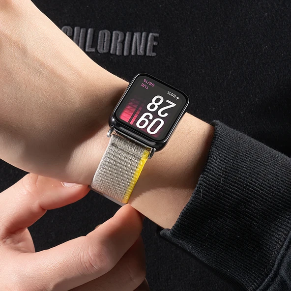 Redmi Watch 5 için Sarı Gri Naylon Örgü Kordon + 2 Ekran Koruyucu