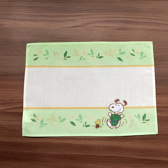 Japon Tarzı Pamuklu Çay Tepsisi Toz Bezi - Çiçek ve Bitki Desenli 40x30cm