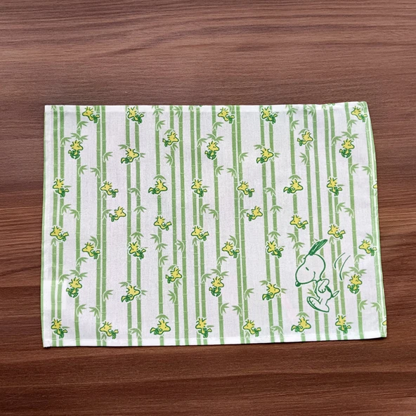 Japon Tarzı Pamuklu Çay Tepsisi Toz Bezi - Yeşil Bambu 40x30cm