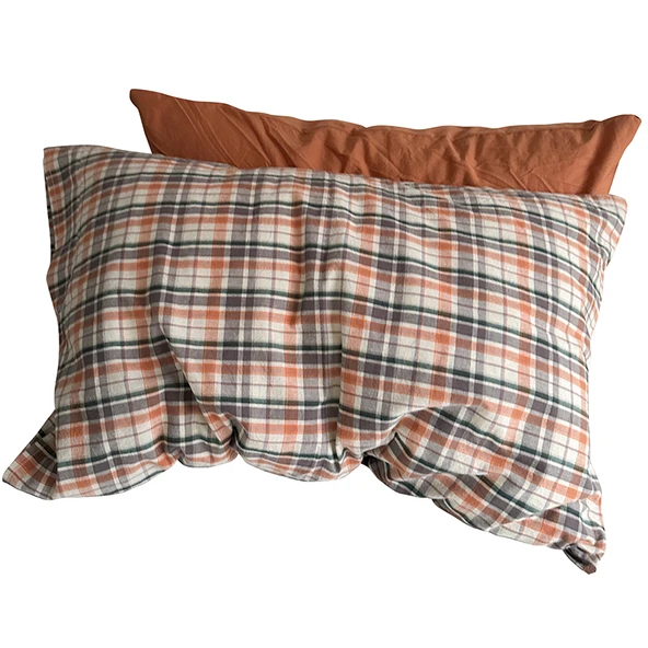 Leke Tutmaz Pamuklu Gingham Desenli Yastık Kılıfı 48x74cm - Esmer Şeker Çayı Kahverengi (Pamuklu Dimi) - 6