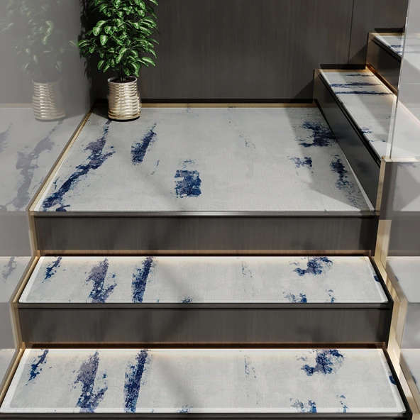Kaymaz Merdiven Halısı - Gri Rüzgarsız 30x120cm