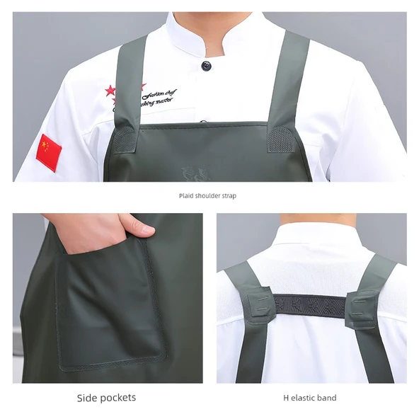 Oxford Su Geçirmez Mutfak Önlüğü - Mor H Tipi Askılı + Su Geçirmez Kol - Resim 2