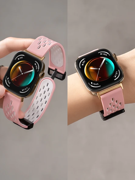 Huawei Fit 2 Vitality Fashion Elegant Uyumlu Siyah Beyaz Silikon Kordon + Ekran Koruyucu Film - 6