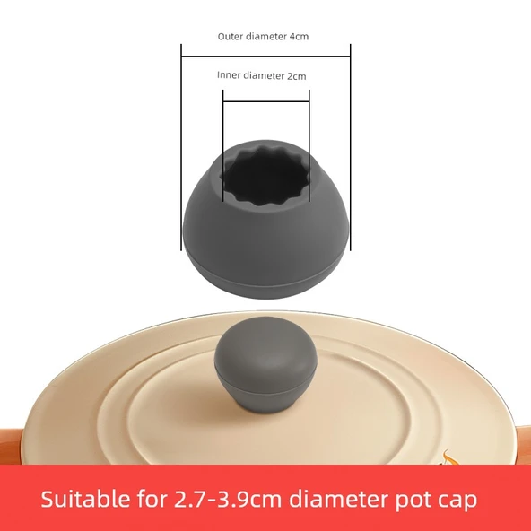 Silikon Fırın Eldiveni ve Tencere Kapağı - Trompet Gri (2.7-3.9cm)