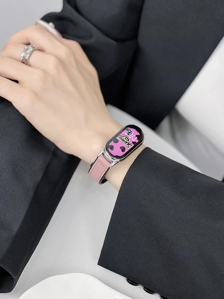 Xiaomi Bileklik 9 Seramik Bej Pembe Kum Silikon Kordon - 5