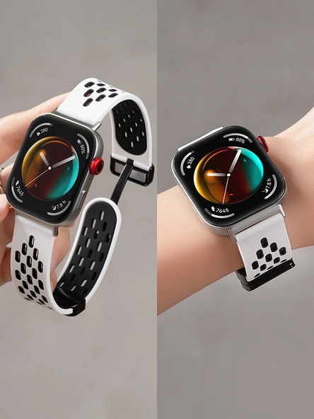 Huawei Fit 2 Vitality Fashion Elegant Uyumlu Siyah Gri Silikon Kordon + Ekran Koruyucu Film - 4