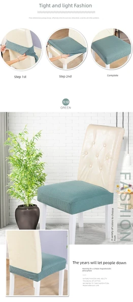 Örme Elastik Sandalye Kılıfı - Gri Yeşil 1'li Paket - 11
