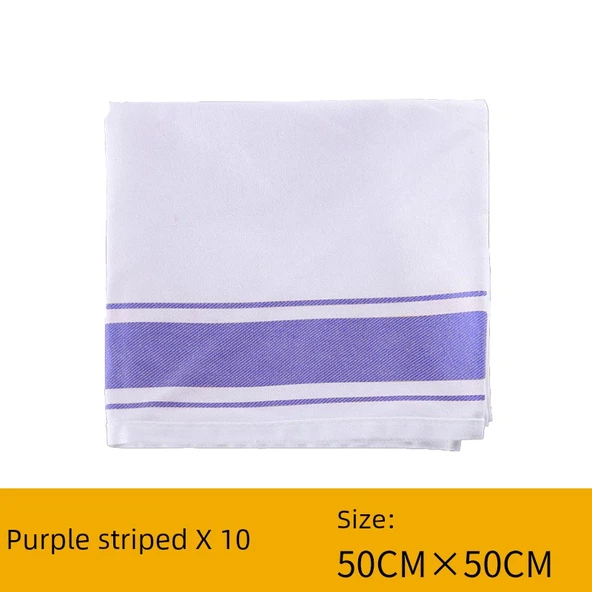 Pamuklu Temizlik Bezi - Mor Çizgili 50x50cm (10'lu Paket)