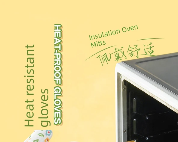 Kalınlaştırılmış Isıya Dayanıklı Fırın Eldiveni - Retro Pudra Kauçuk - İki Parmak (Sol) - Resim 6