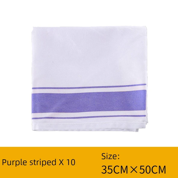 Pamuklu Temizlik Bezi - Mor Çizgili 35x50cm (10'lu Paket)