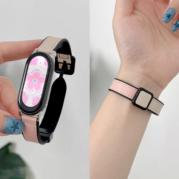 Xiaomi Bileklik 9 Seramik Bej Pembe Kum Silikon Kordon