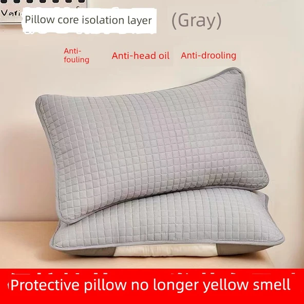 Ultrasonik Yağ ve Kir Geçirmeyen Yastık Kılıfı 48x74 cm - Şık Gri Tekli Paket + Yastık İçi
