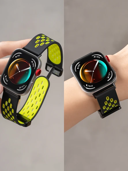 Huawei Fit 2 Vitality Fashion Elegant Uyumlu Siyah Gri Silikon Kordon + Ekran Koruyucu Film - 5