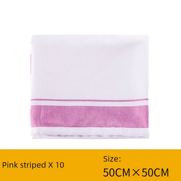 Pamuklu Temizlik Bezi - Pembe Desenli 50x50cm (10'lu Paket)