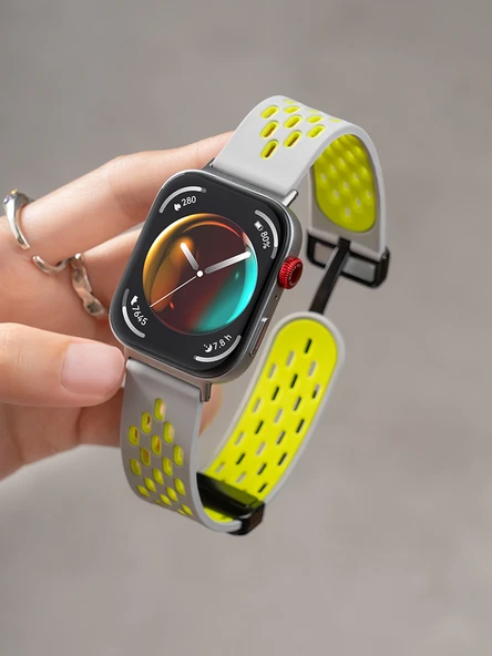 Huawei Fit 2 Vitality Fashion Elegant Uyumlu Siyah Beyaz Silikon Kordon + Ekran Koruyucu Film - 3