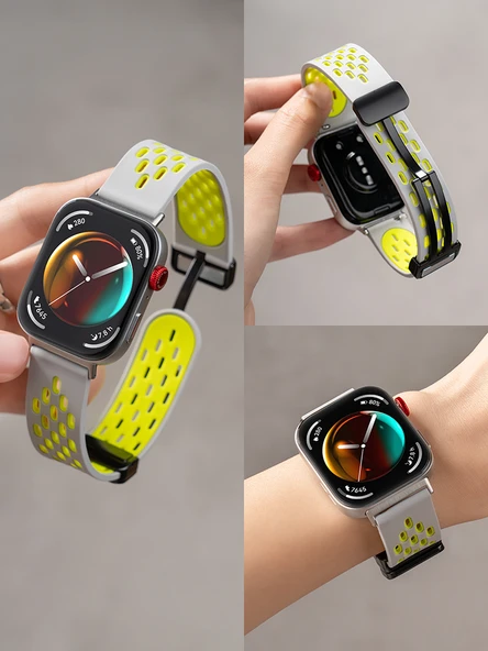 Huawei Fit 2 Vitality Fashion Elegant Uyumlu Siyah Beyaz Silikon Kordon + Ekran Koruyucu Film - 2