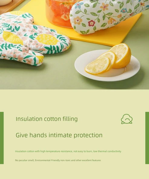 Kalınlaştırılmış Isıya Dayanıklı Fırın Eldiveni - Retro Pudra Kauçuk - İki Parmak (Sol) - Resim 11