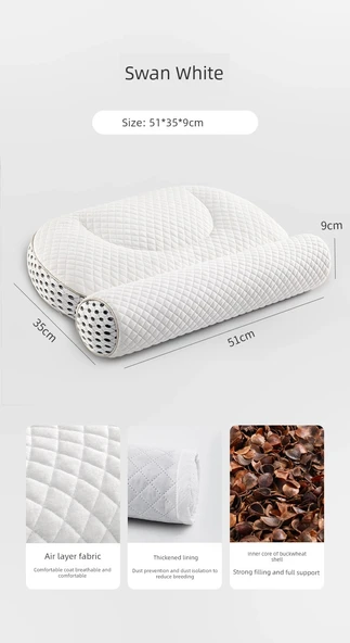 Boyun Destekli Mini Yastık - Tek Silindir - Greçka Kabuklu - Kuğu Beyazı (Model 2)