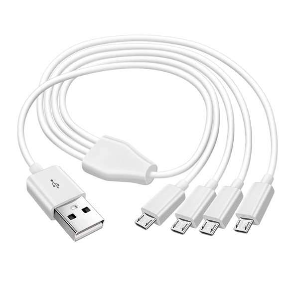 4'ü 1 Arada Çoklu Micro USB Android Şarj Kablosu - 0.5m