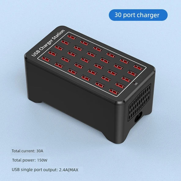 30 Port 150W USB Şarj Aleti Fanlı ABS Kasa